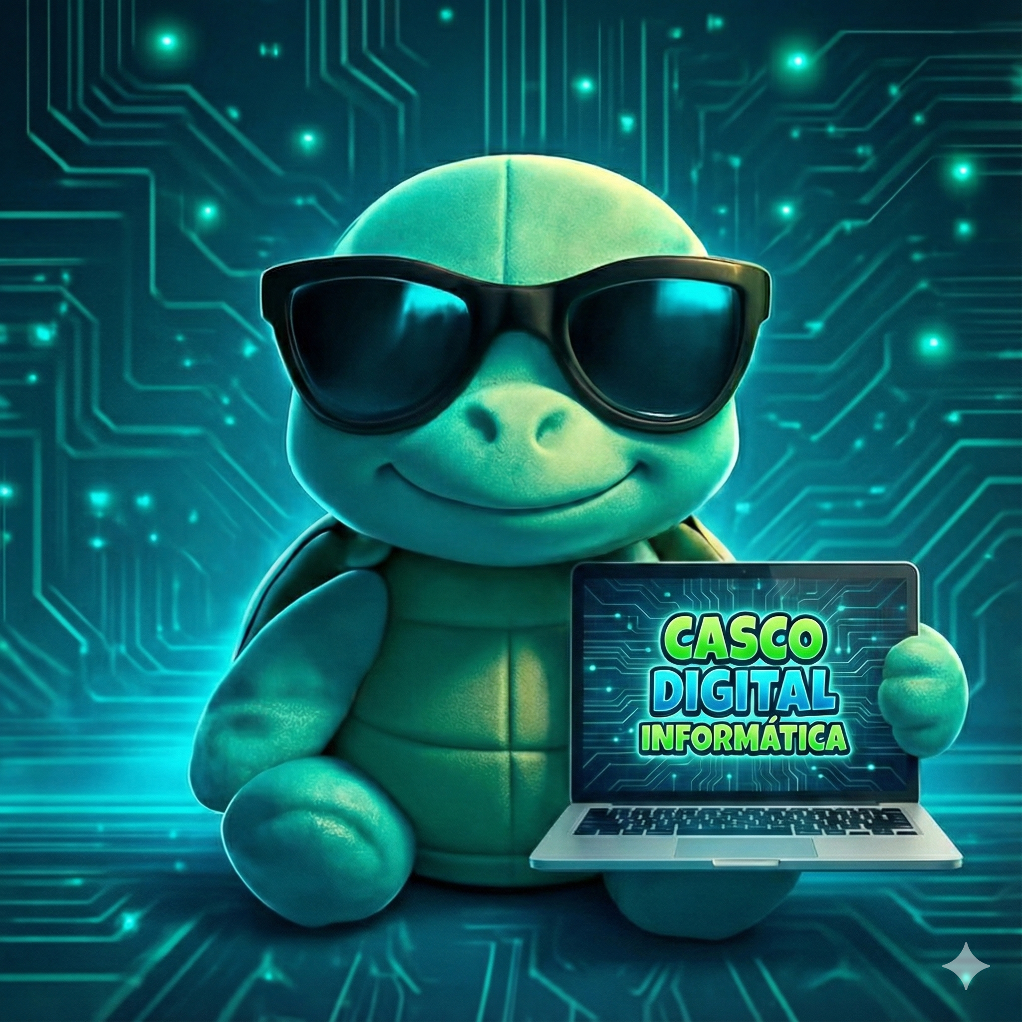 Tartaruga com laptop